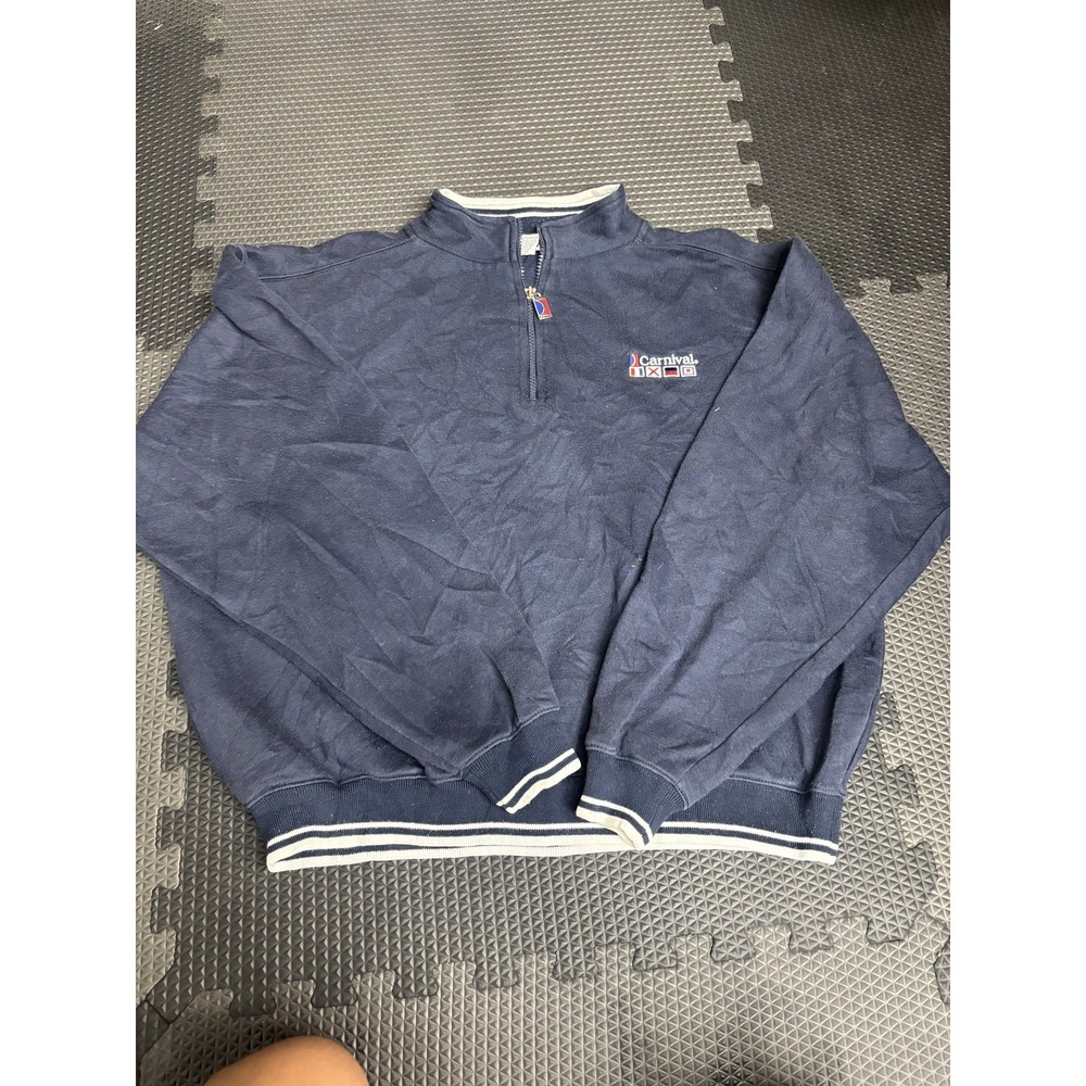 Carnival Cruise Line Quarter Zip Pullover Sweatshirt S/M Navy Blue Uniform Top